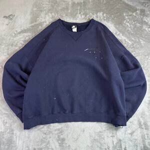 Vintage Starter Crewneck Sweatshirt Mens 3XL Navy Blank Distressed Workwear